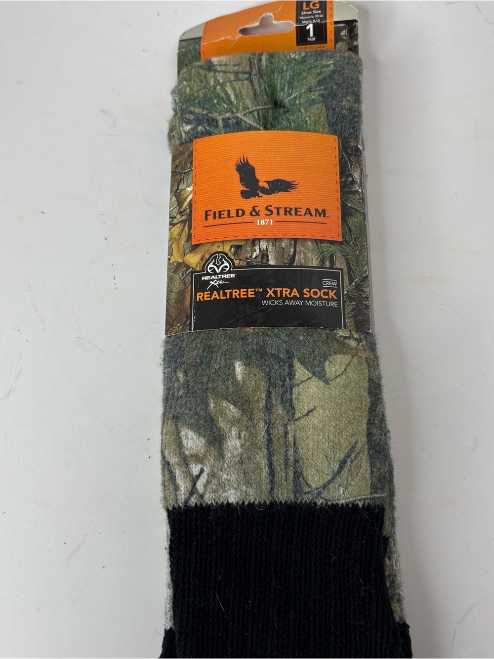 NEW Field & Stream Realtree XTRA Crew Socks 1 Pair Large Men's 8-13 Camo